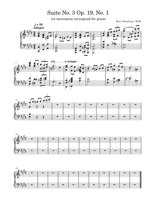 Suite No. 3 for Violin, Viola & String Orchestra, Op. 19, No. 1 – Kurt Magnus Atterberg