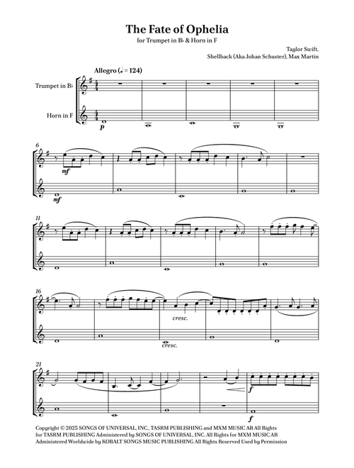 The Fate Of Ophelia (Arr. Caio Costa) - Taylor Swift (Instrumental Duet)