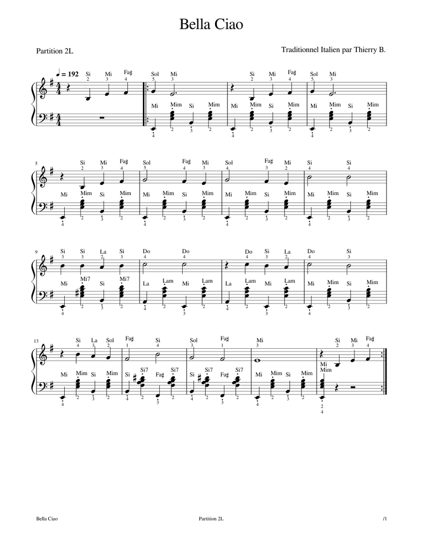 Bella Ciao Sheet music for Accordion (Solo)