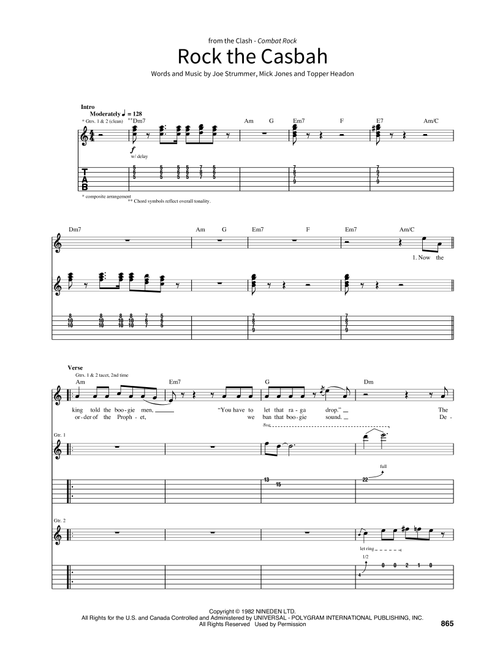 Rock The Casbah - The Clash (School of Rock - Guitar Tab)