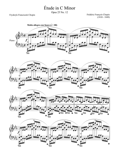 Etude Opus 25 No. 12 in C Minor (Arr. Zachary Corbett) - Frederic Chopin (Piano Solo)