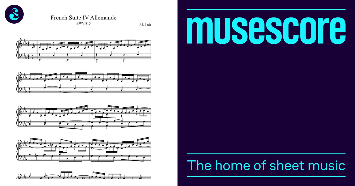BWV 815 French Suite IV Alemande Sheet Music for Harp (Solo
