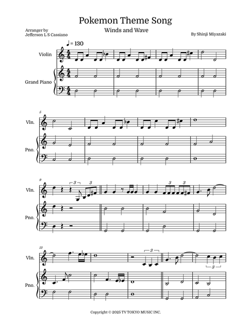 Pokemon (Arr. Jefferson LS Cassiano) - Shinji Miyazaki (Violin and Piano)
