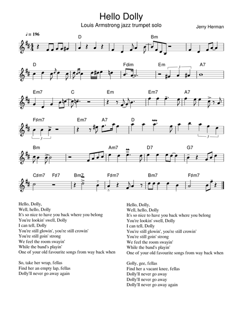 Hello Dolly Louis Armstrong jazz trumpet solo