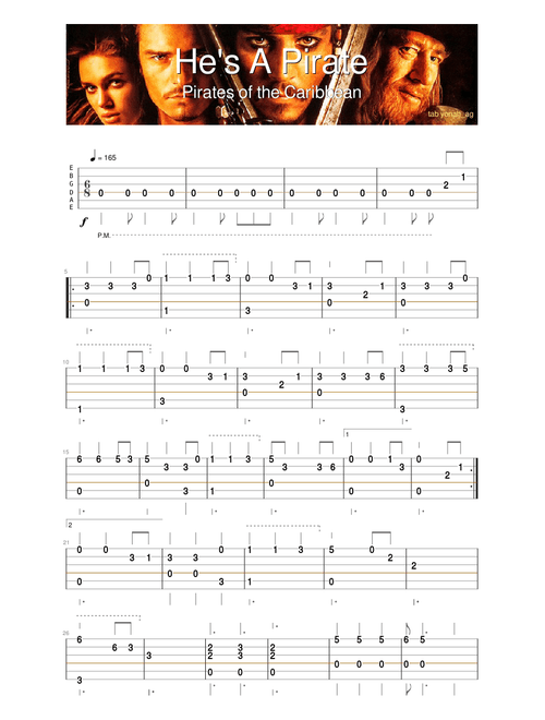 Pirates Of The Caribbean - He's A Pirate – Guitar Tab