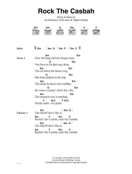 Rock The Casbah - The Clash (Guitar Chords-Lyrics)
