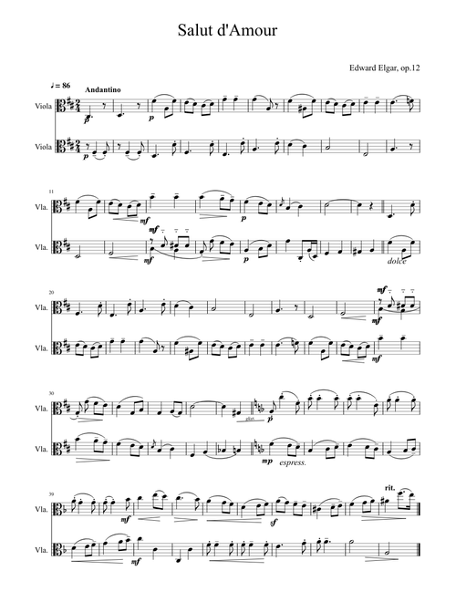 Salut d'Amour :: Edward Elgar :: Solo Duet