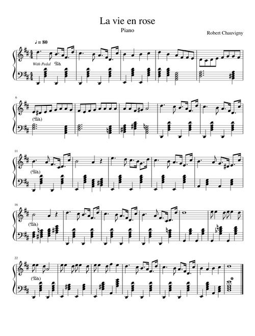 La vie en rose Piano Intermediate