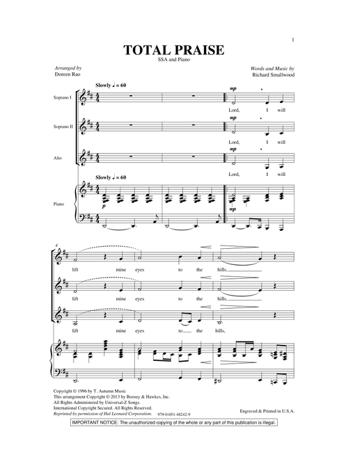 Total Praise (Arr. Doreen Rao) (Choral, SSA)