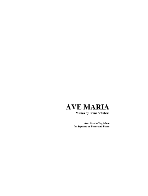 AVE MARIA by F. Schubert - Piano-Vocal - Latin Lyrics (Arr. R. Tagliabue) - FSCHUBERT (Vocal Solo)
