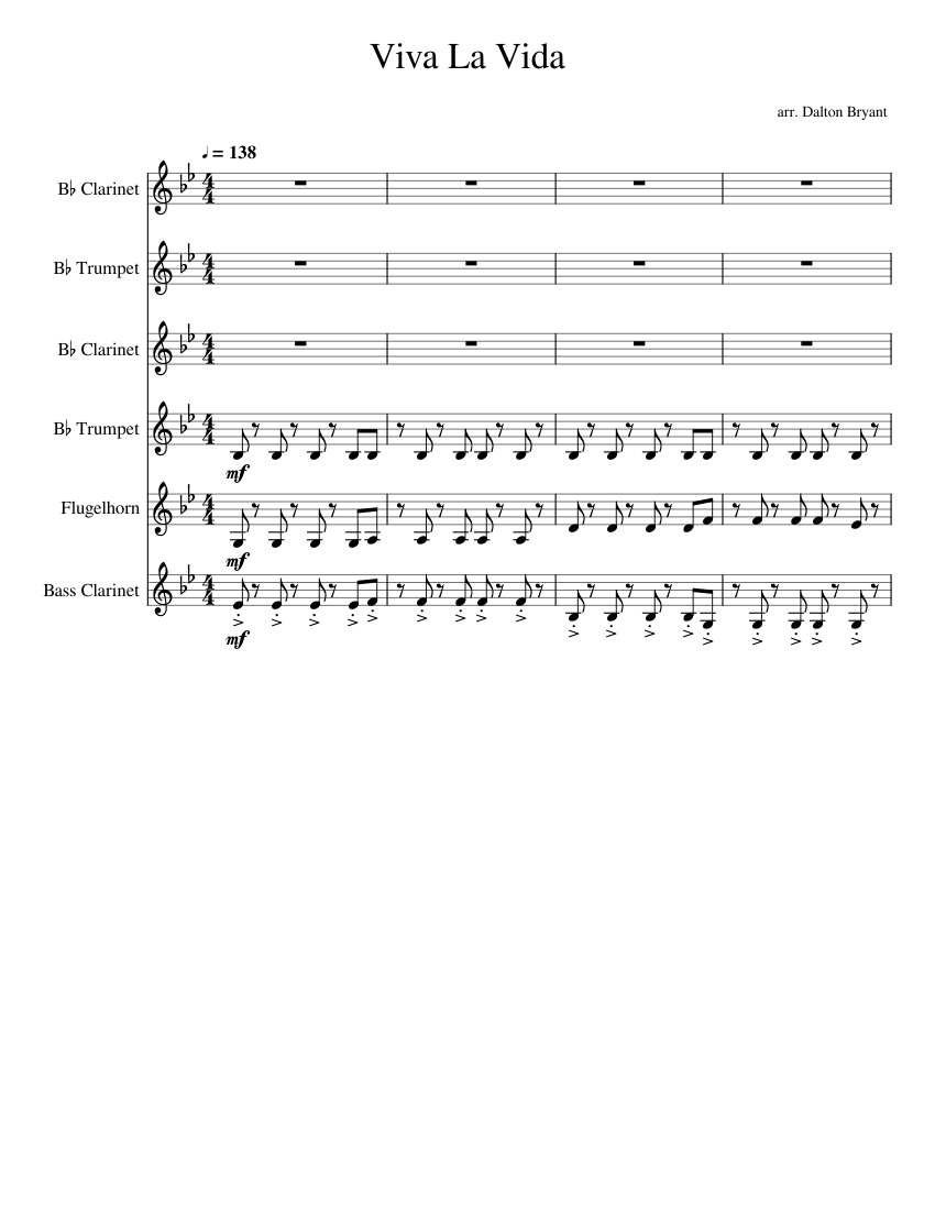 Viva_La_Vida Sheet music for Flugelhorn, in bflat,