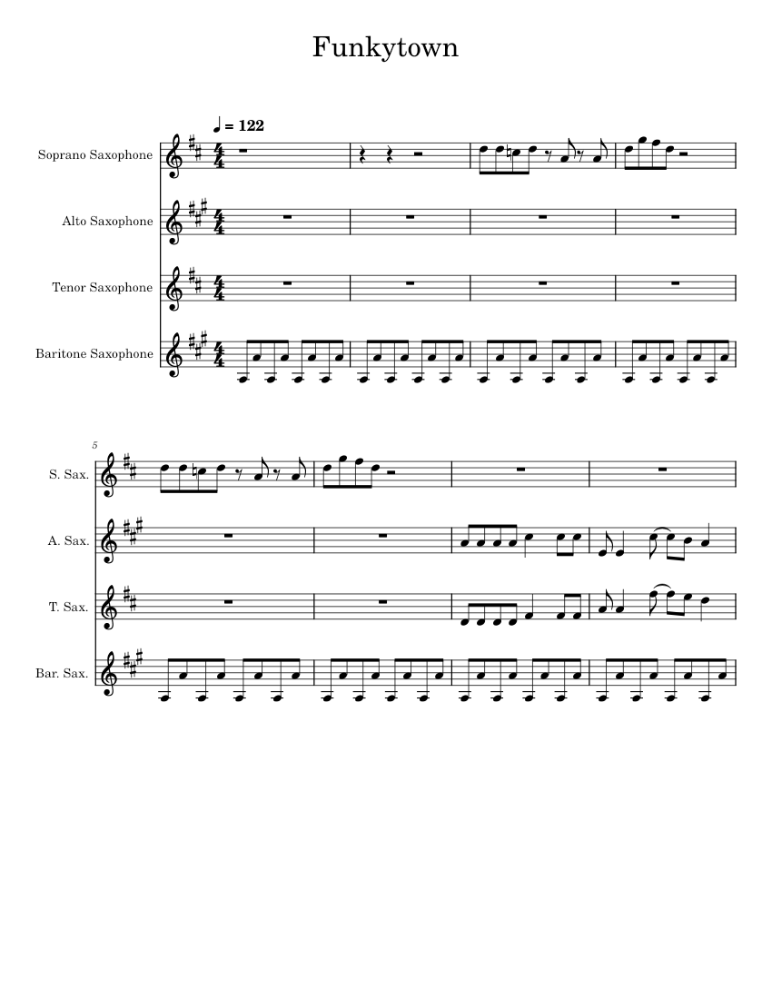 Funkytown – Inc. Lipps Funkytown Sheet Music for Saxophone alto ...