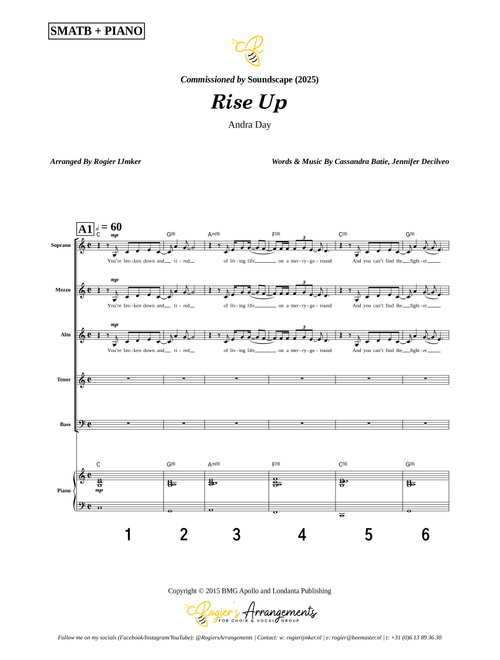 Rise Up (Arr. Rogier Ijmker) - Andra Day (Choral, 5-Part)