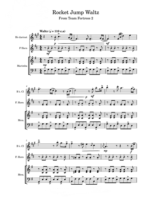 Rocket Jump Waltz (Arr. Aidan Zapata) - Mike Morasky (Small Ensemble)