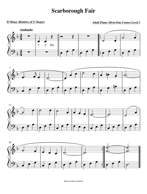 59. Scarborough Fair – Adult Piano All-in-One Course Level 1