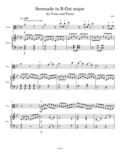 Serenade in Bb (for Viola and Piano)