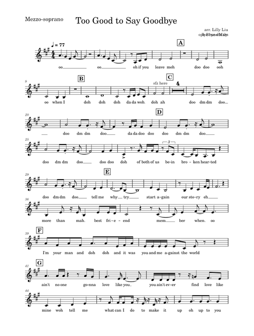 Too Good To Say Goodbye - Bruno Mars (Mezzo-soprano)