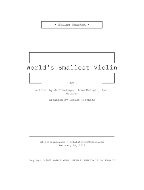 World S Smallest Violin (Arr. Denise Flatness) - AJR (String Quartet)