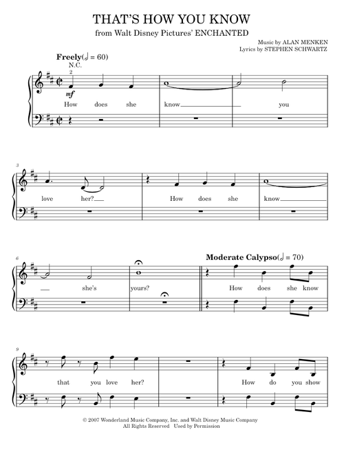 That's How You Know (from Enchanted) - Amy Adams, Enchanted Movie, Stephen Schwartz (Easy Piano)