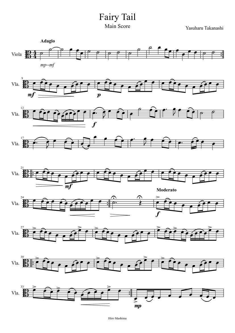 Fairy Tail - Main Score Sheet music for Viola (Solo) Fairy Tail - Main Score Sheet music for Viola (Solo)