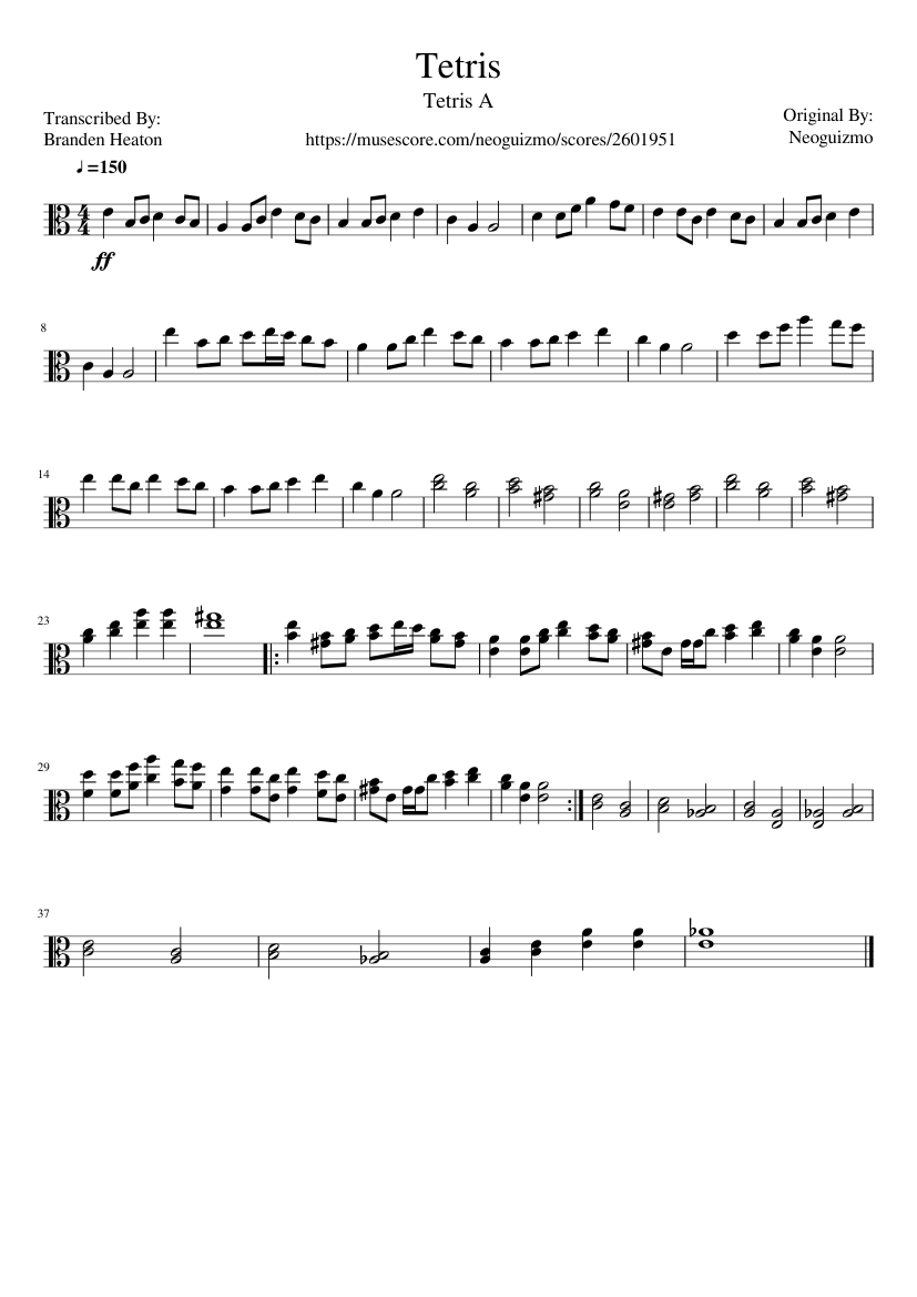 Tetris Theme A Sheet music for Viola (Solo) 