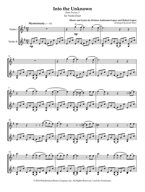 Into The Unknown (Arr. Jared Starr) - Panic! At The Disco (Violin Duet)