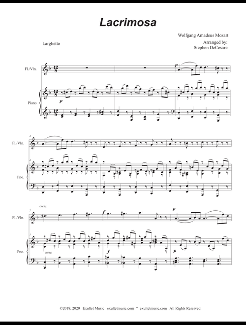 Lacrimosa (Flute or Violin solo and Piano) (Arr. Stephen DeCesare) (Violin and Piano)