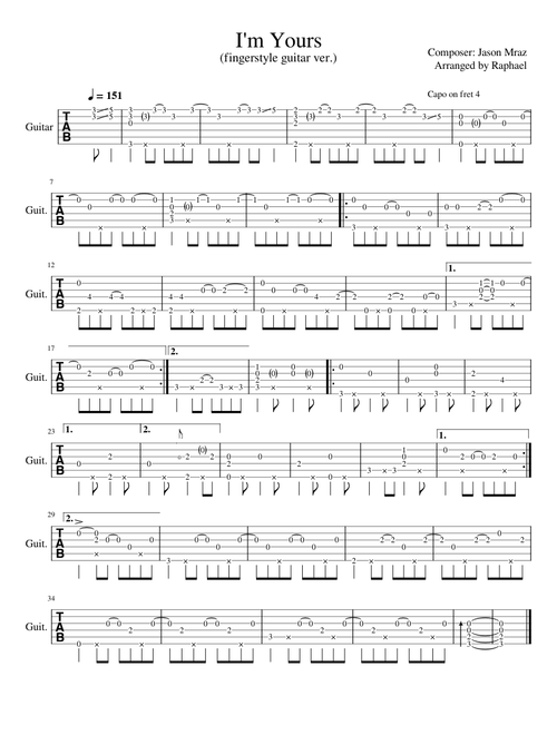 I'm Yours (fingerstyle guitar arrangement)