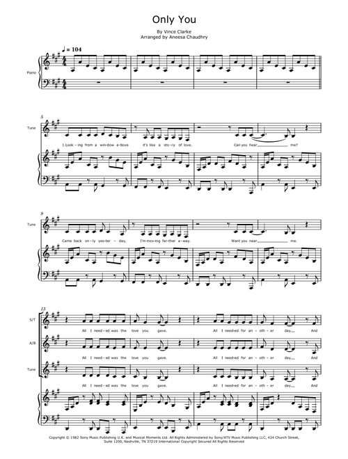 Only You (Arr. Aneesa Chaudhry) - Vince Clarke (Choral, 3-Part)