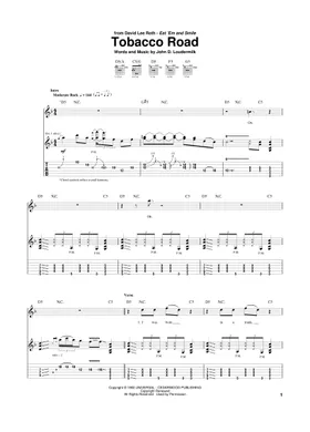 tobacco road piano sheet music (fake book) (PDF-interactive) Tobacco Road - J. D