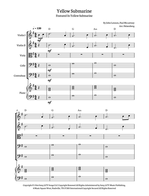 Yellow Submarine (Arr. Heisenberg) - The Beatles (String Ensemble)