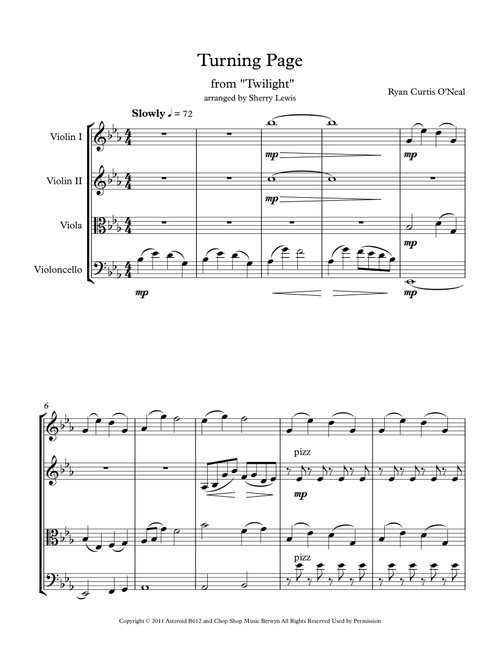 Turning Page (Arr. Sherry Lewis) - Sleeping At Last (String Quartet)