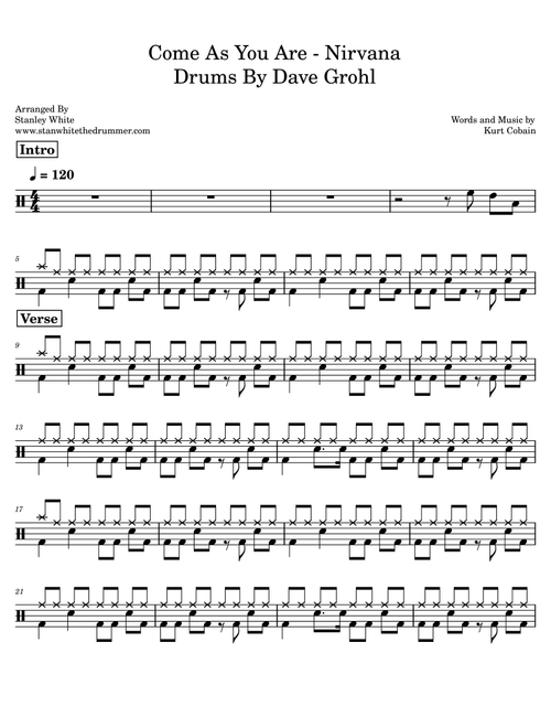 Come As You Are (Arr. Stanley White) - Nirvana (Drums)