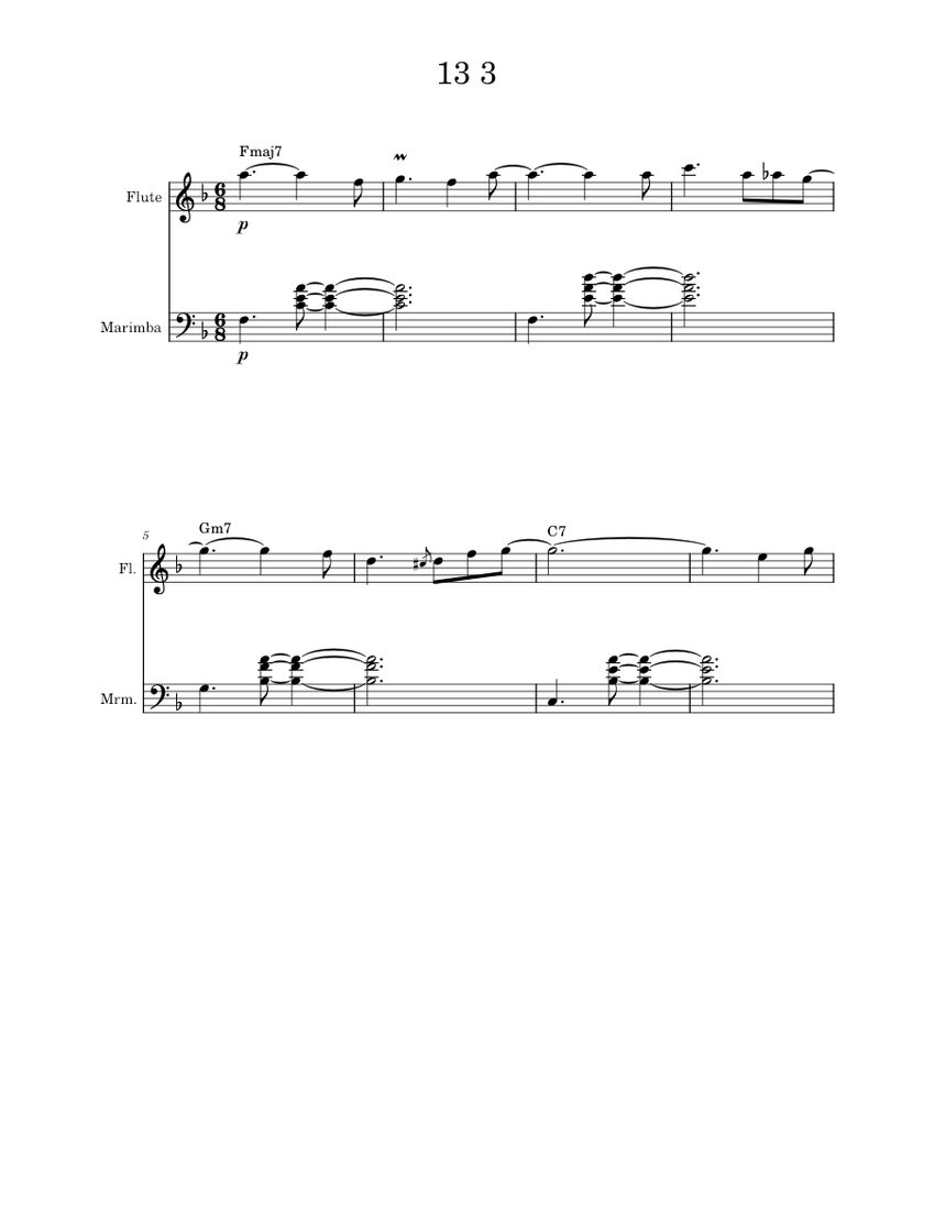 13_3 Sheet music for Flute, Marimba (Mixed Duet)