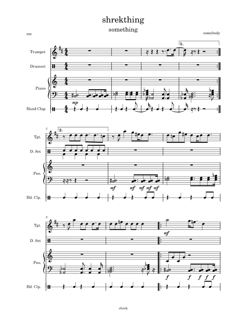 Shreksophone Shrek and Donkey Shreksophone Sheet music for Piano