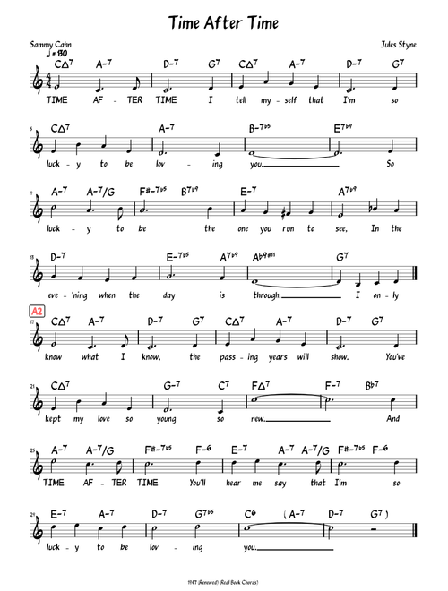 Time After Time (Lead sheet with lyrics )