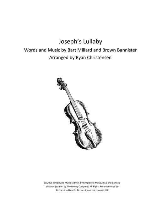 Joseph's Lullaby (Arr. Ryan Christensen) - MercyMe (Violin and Piano)