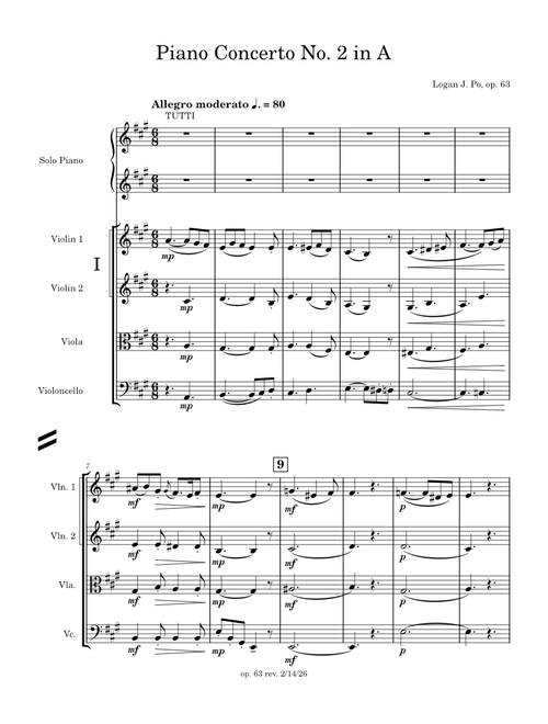 Concerto in A (piano quintet), 1st movement – Logan J. Po