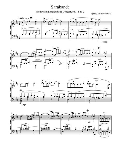 Ignacy Jan Paderewski: Sarabande (Op. 14 no 2)