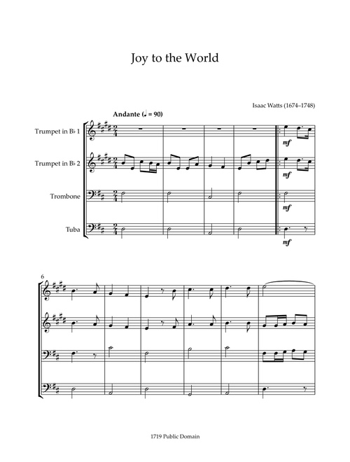 Joy to the World – Brass Quartet (D major) (Arr. D. M. Scores) - Isaac Watts (Brass Ensemble)