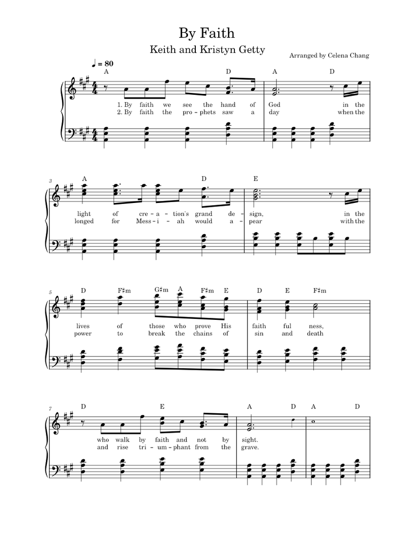 By Faith - Keith and Kristyn Getty Sheet Music with Chords