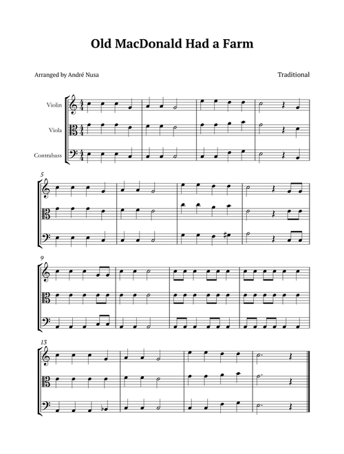 Old MacDonald Had a Farm (Arr. André Nusa) - Traditional (String Ensemble)