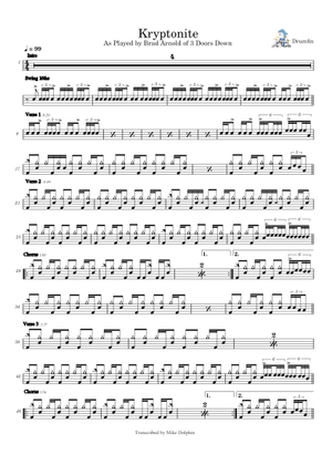 Kryptonite - 3 Doors Down Sheet Music and Tab for Guitar, Bass guitar ...