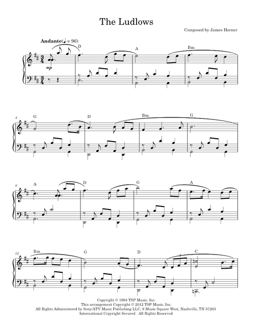 The ludlows - James Horner (Piano Solo)