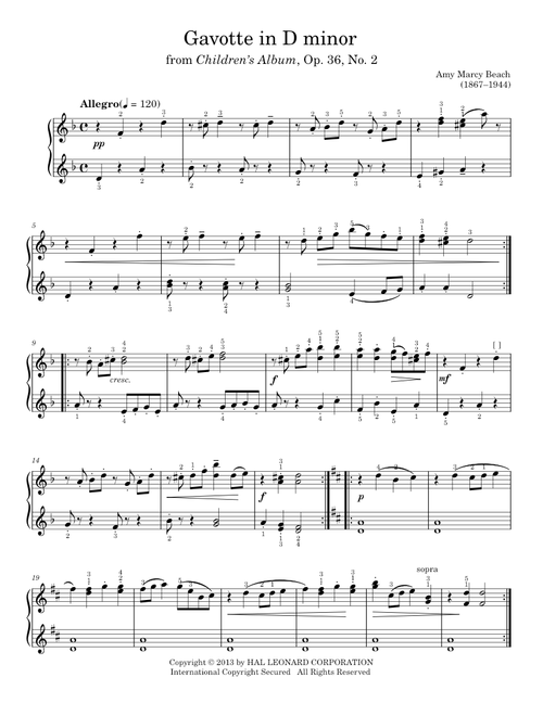 Gavotte in D Minor - Amy Marcy Beach (Piano Solo)