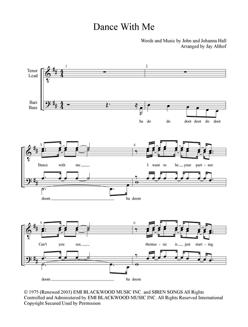 Dance With Me (Arr. Jay Althof) - Orleans (Choral, TTBB)