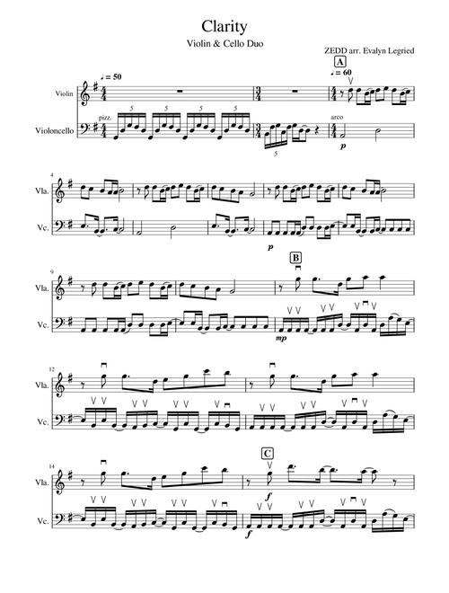 Clarity (Arr. Evalyn Legried) - Zedd (Instrumental Duet)