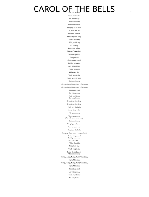 CAROL OF THE BELLS - orchestra arrangement