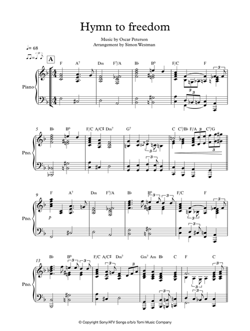 Hymn To Freedom (Arr. Simon Westman) - Oscar Peterson (Piano Solo)