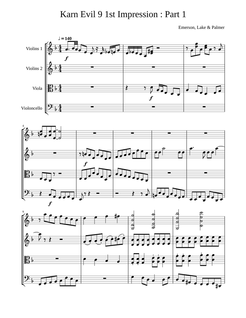 Karn Evil 9 - 1st Impression pt. 1 (morgoa quartet ver) Sheet